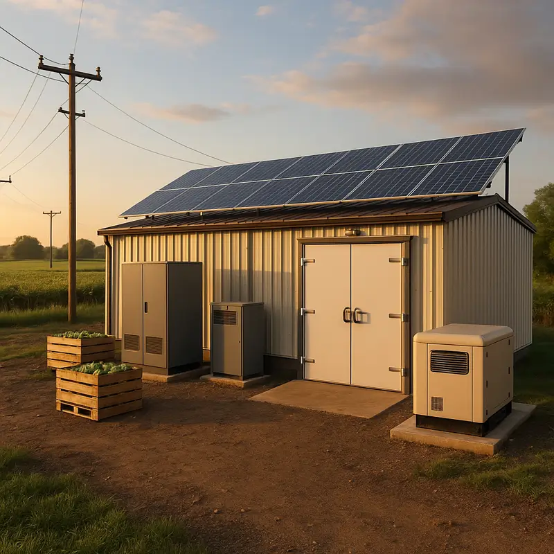 Rural cold chain resilience with UPS, virtual generator, and loss reduction