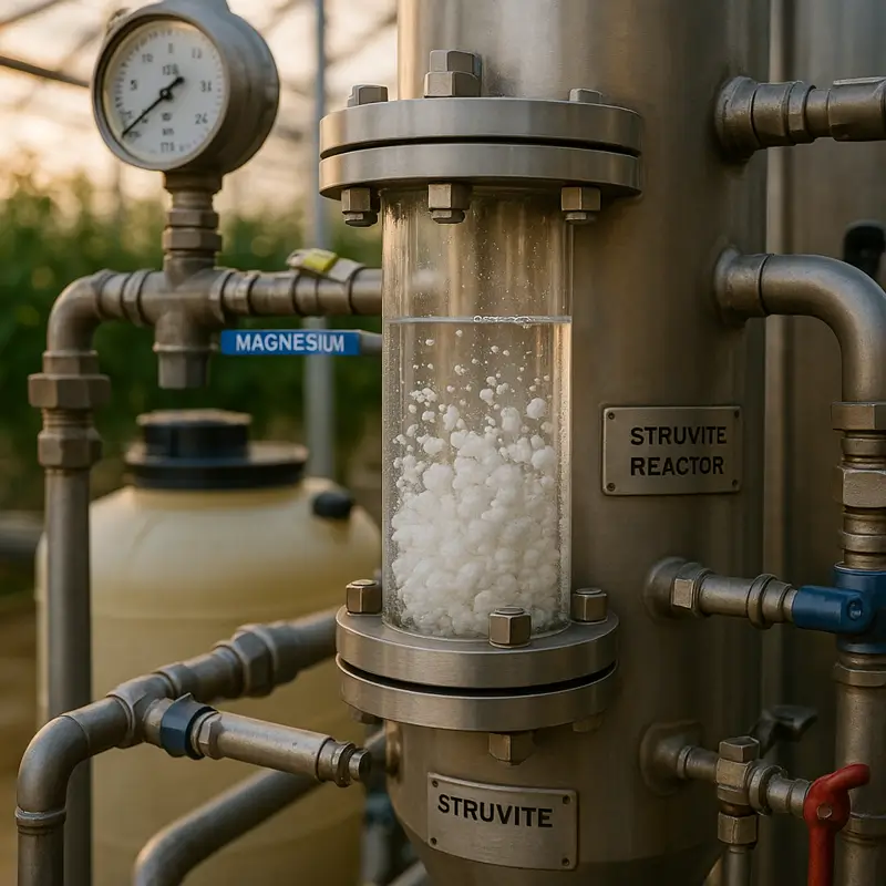 بازیافت فسفر و نیتروژن زه آب گلخانه با استروویت پایدار